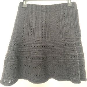Zara black Knit Crochet A-line mini skirt, size small